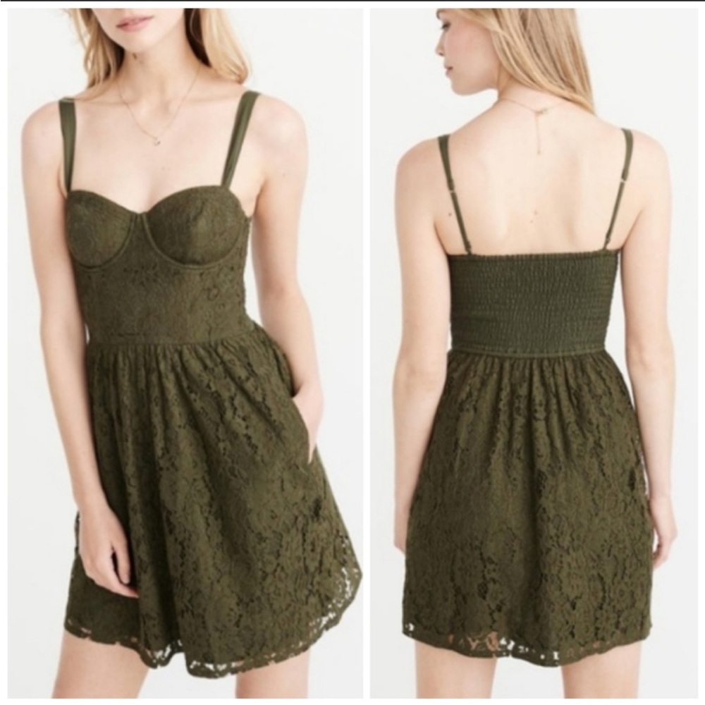Abercrombie and Fitch Lace Corset Sun Dress
Olive Green